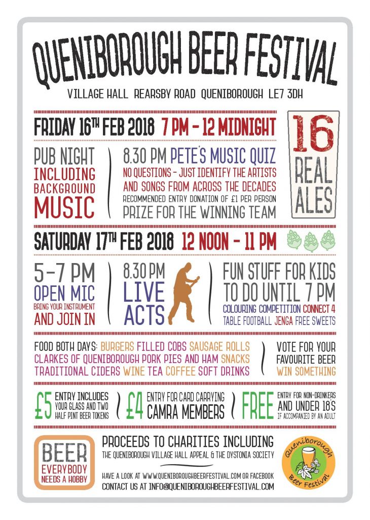 Leaflet for Queniborough Beer Festival 2018